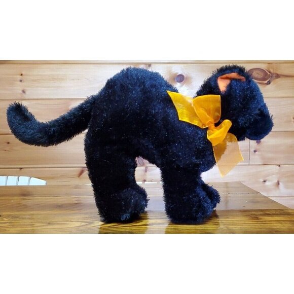Kellytoy Black Cat Plush Halloween Orange Bow Ears 2010 Stuffed Animal Toy - Picture 1 of 9